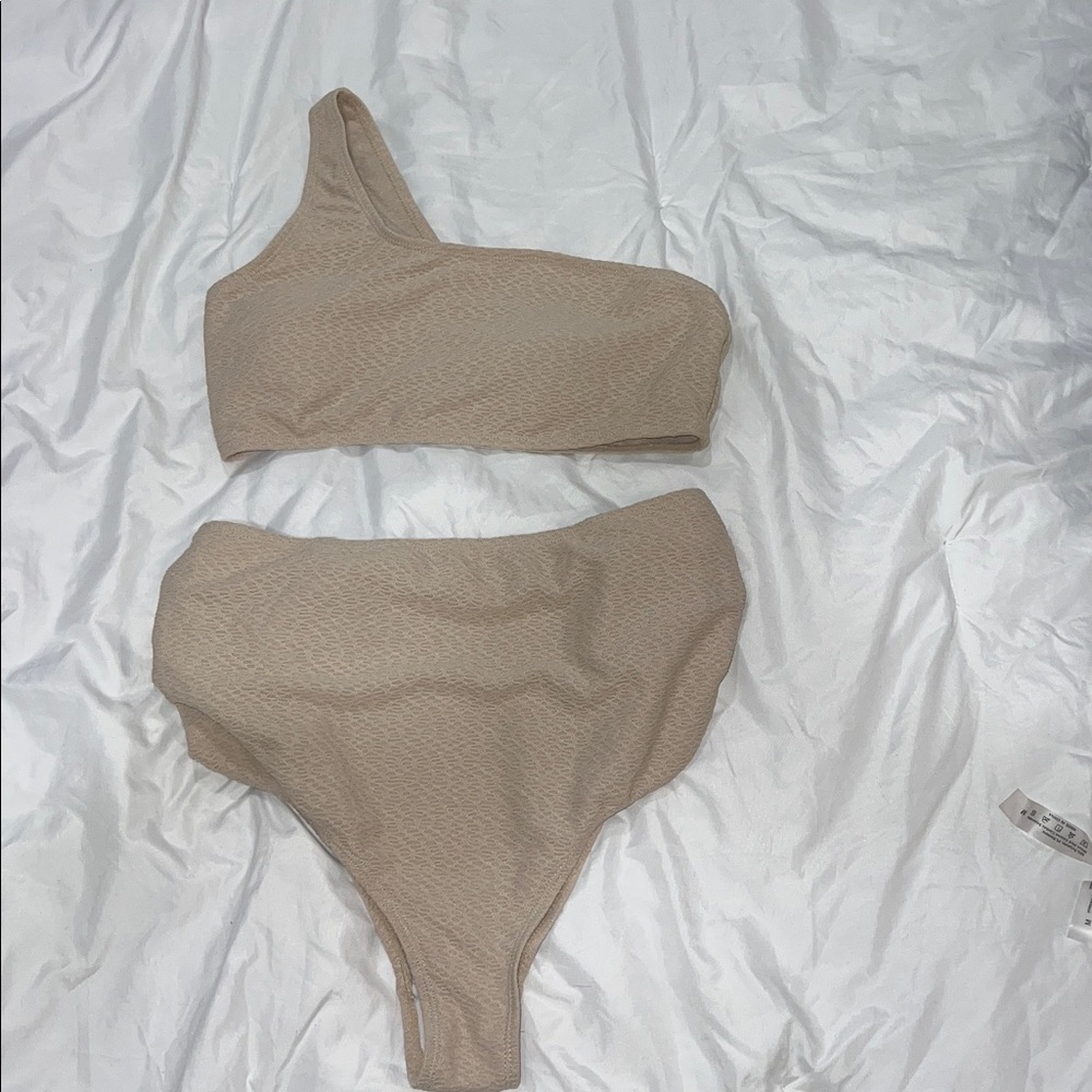 One-Shoulder Tan Bikini Set